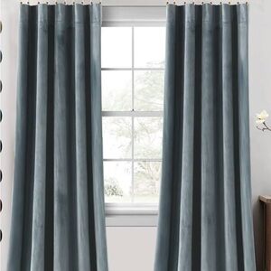 Floor-LengthVelvet Curtains Stone Blue (blue/grey) like new. 2 Panels 55”x84”